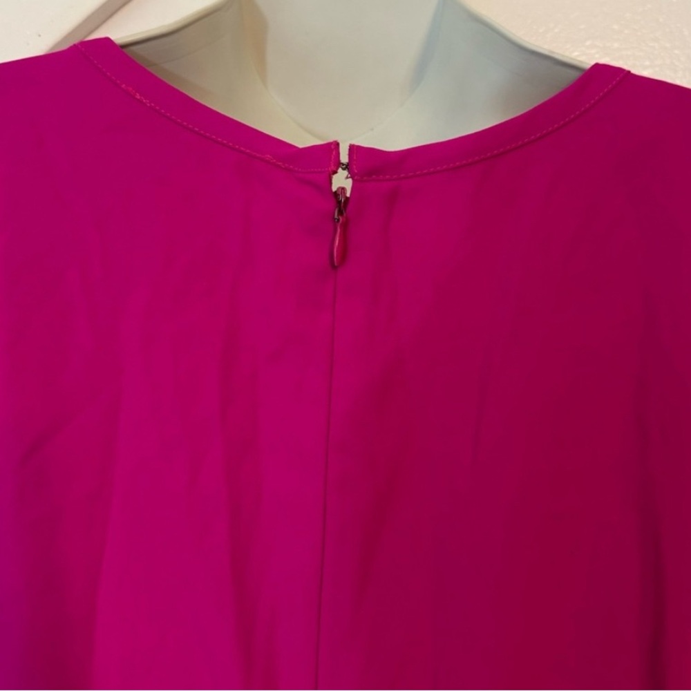 Adam Lippes Long Sleeve Wide Leg Crew Neck Long Jumpsuit Fuschia Pink Sz 14 - Picture 7 of 7